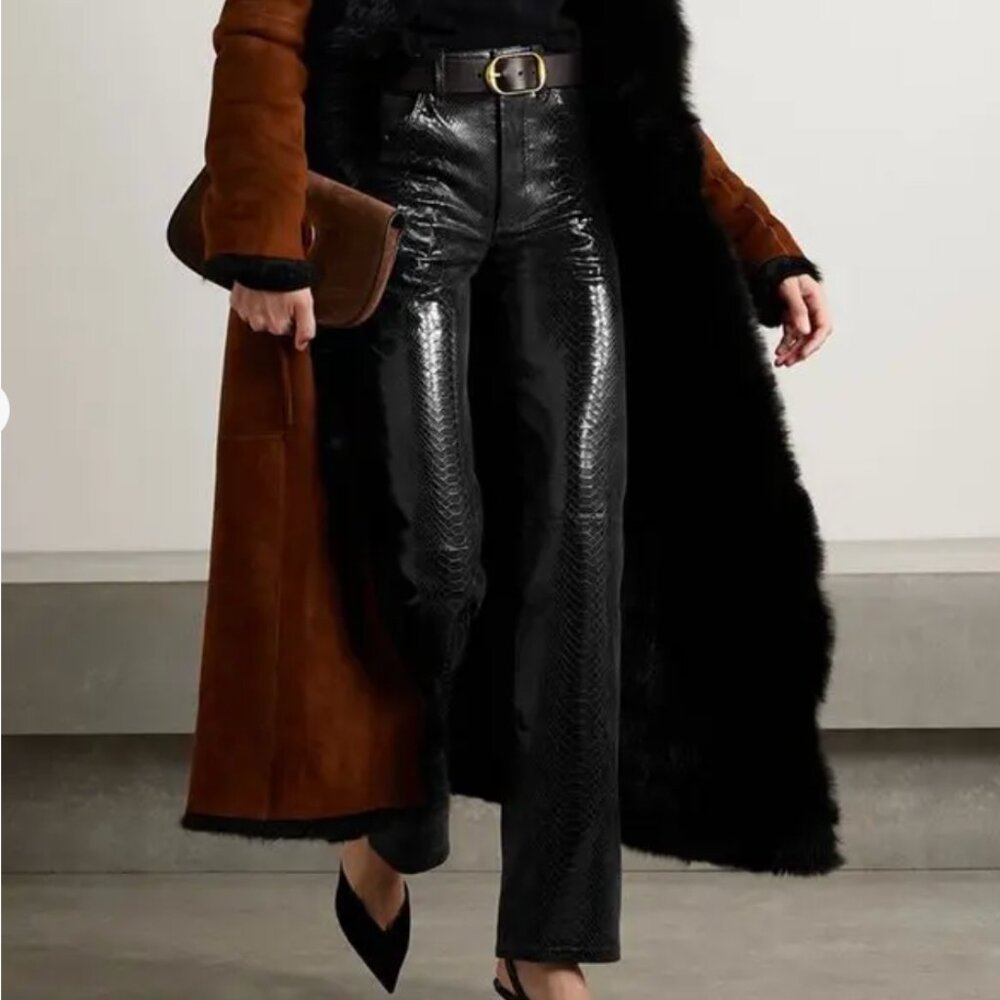Dodo Bar Or genuine leather snake-effect pants